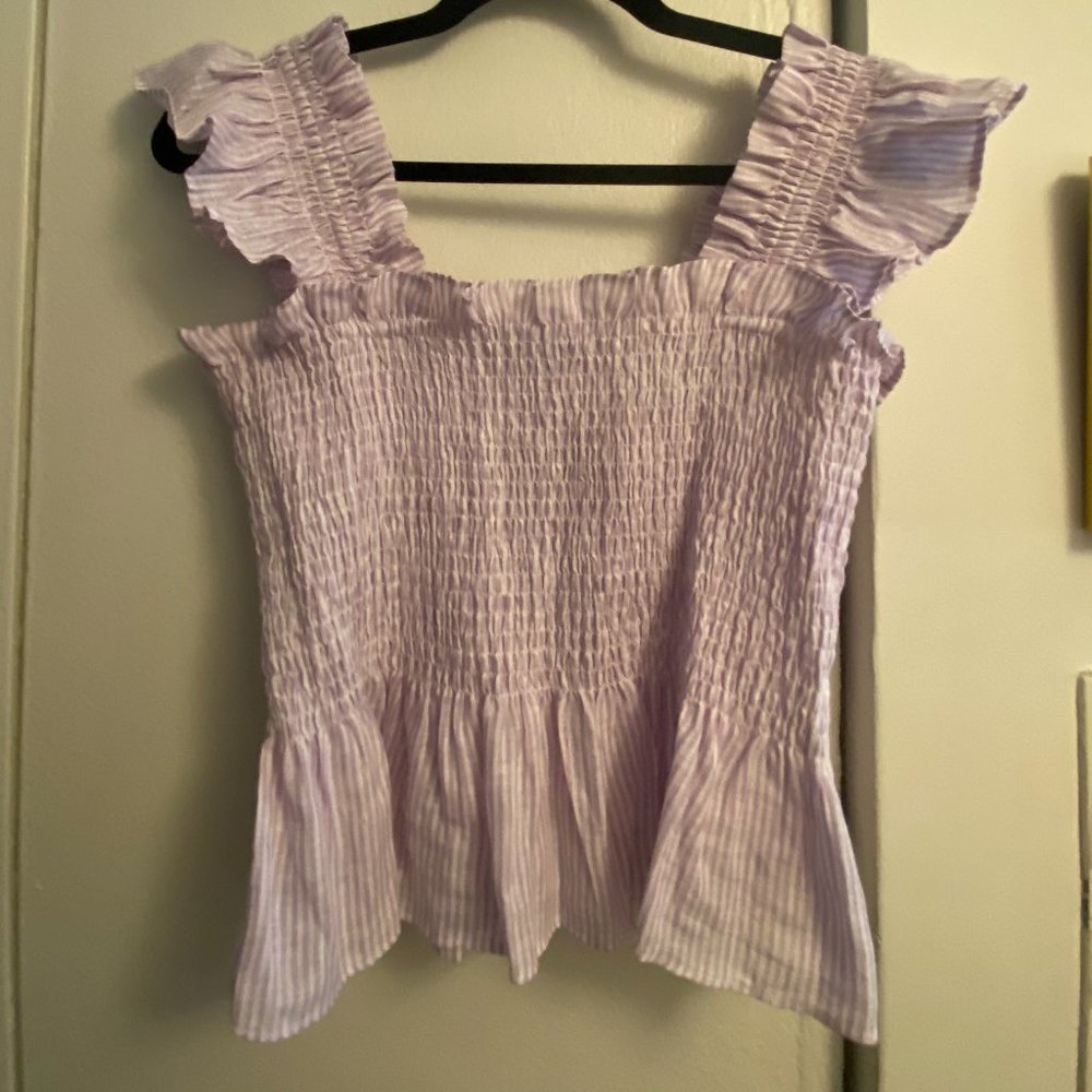 Hill House Linen Cropped Paz Nap Top, Size M